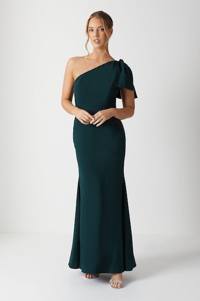 Coast Coast Honoured Bow One Shoulder Maxi Bridesmaid Dress Emerald