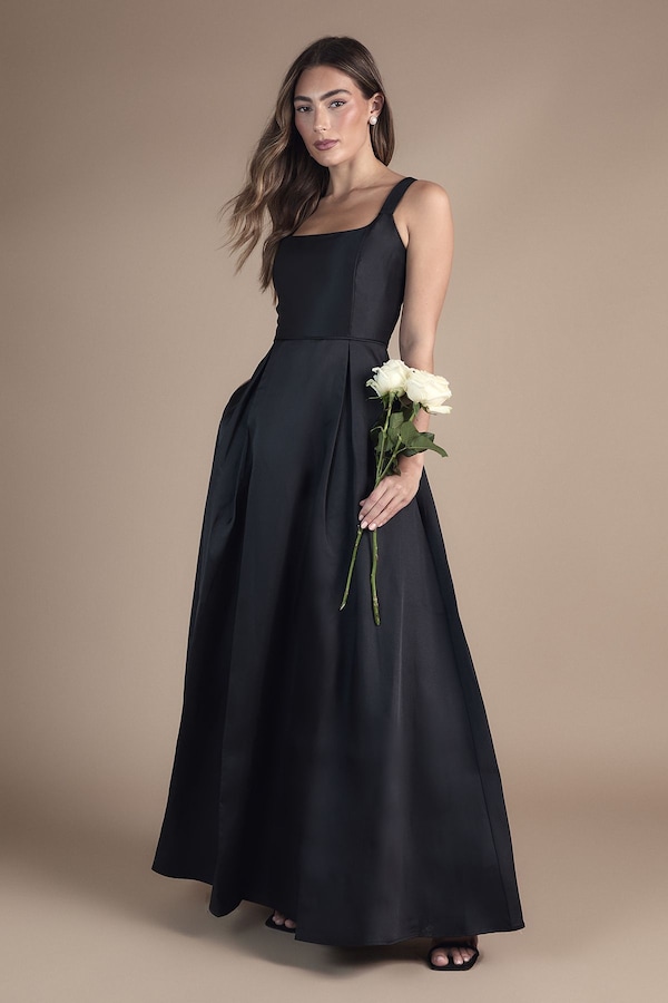 Coast Scoop Neck Full Skirted Twill Bridesmaid Dress Black