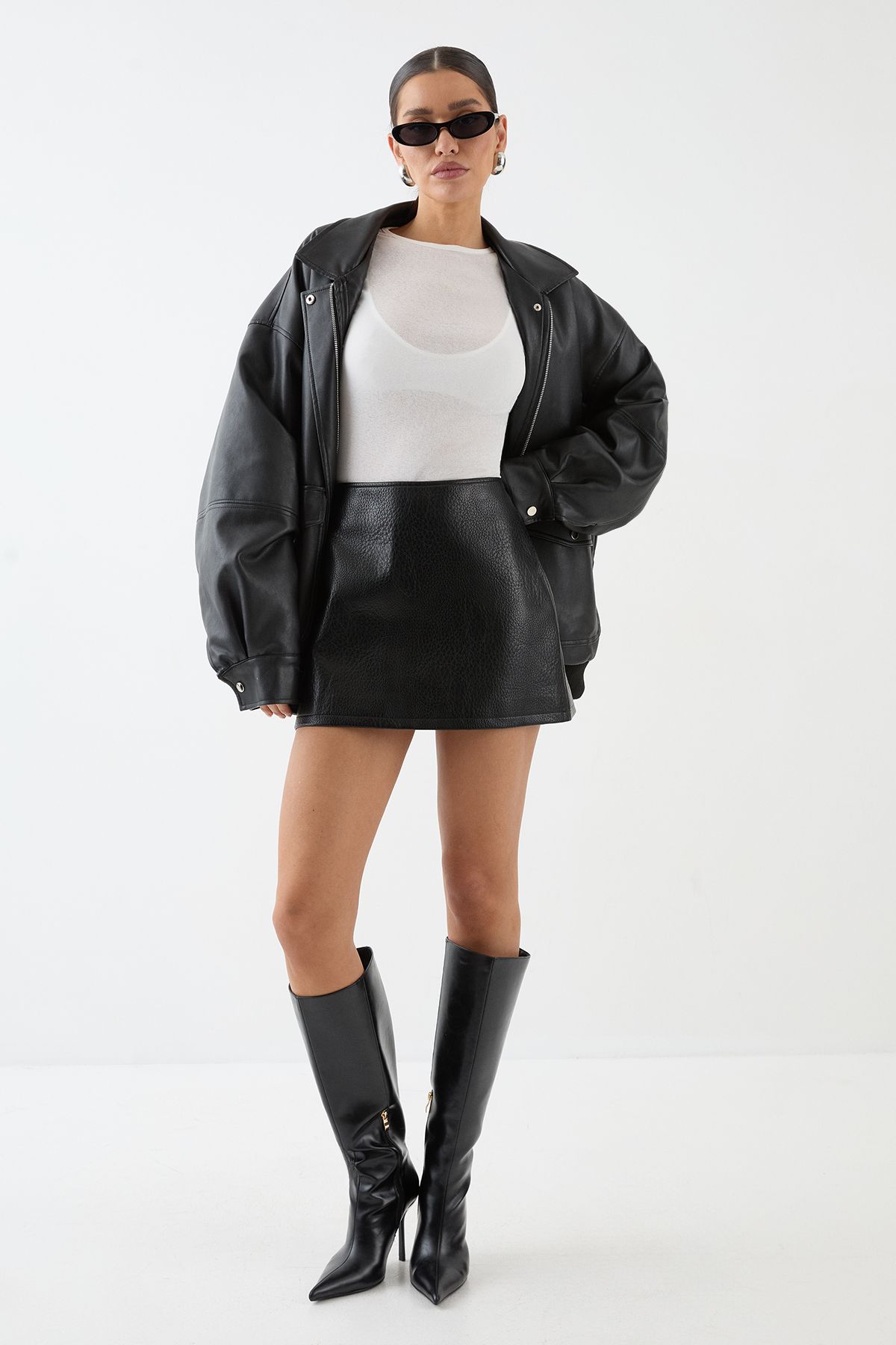 MissPap Faux Leather Mini Pelmet Skirt Black image 1