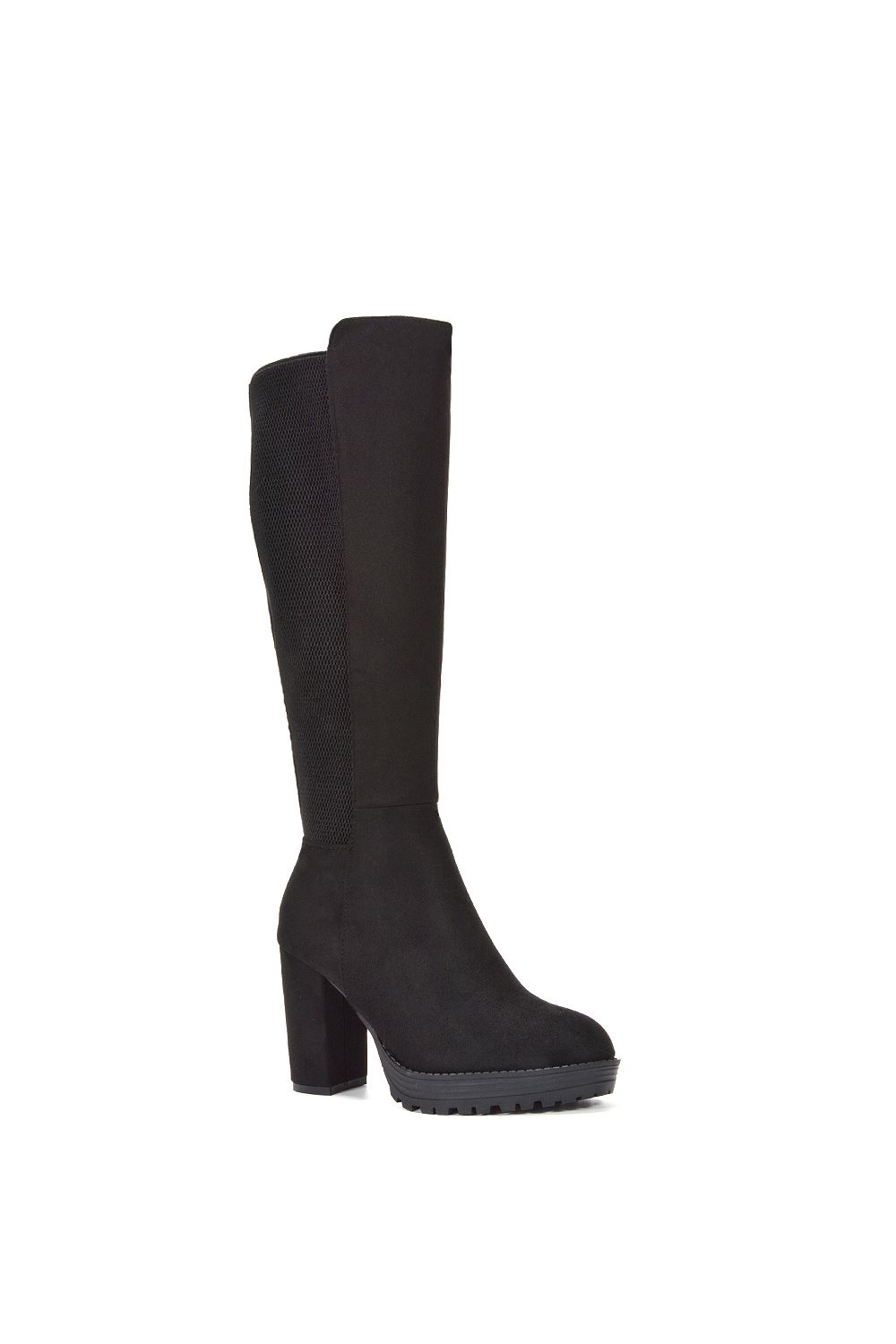 XY London 'Libby' Knee High Block High Heel Platform Elasticated Calf Boots image 2