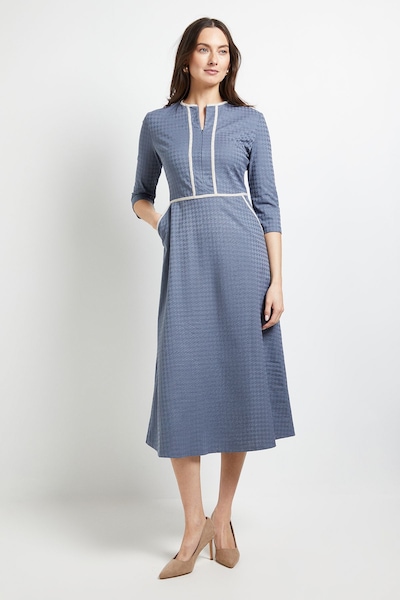 Wallis Principles Binded Long Sleeve Midi Dress Blue