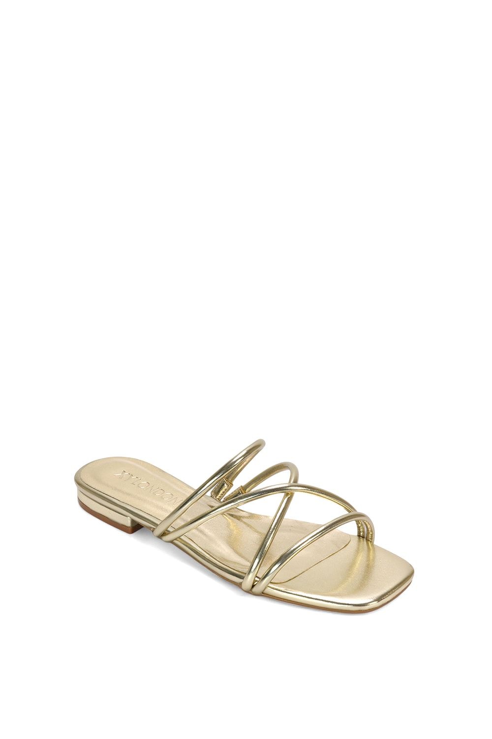 XY London 'Suzzie' Strappy Flat Slip On Square Toe Slider Mule Sandals image 2