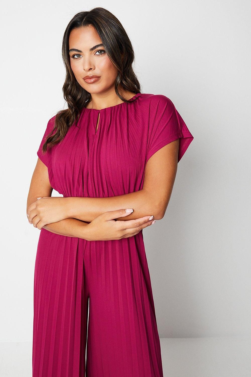 Coast Slink Jersey Pleated Jumpsuit Berry image 2