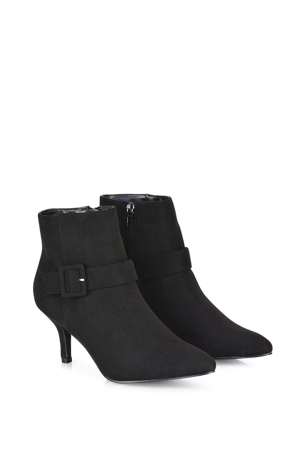 XY London 'Lara' Buckle Detail Pointed Toe Low Stiletto Heel Ankle Boots image 4
