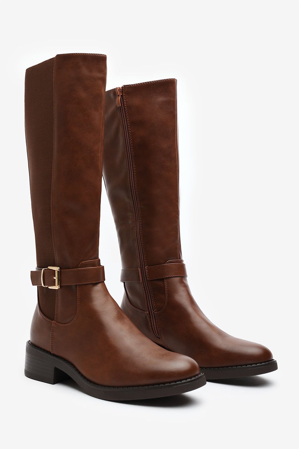 Where's That From 'Oriana' Faux Leather Knee High Riding Boots With Side Buckle Strap image 3
