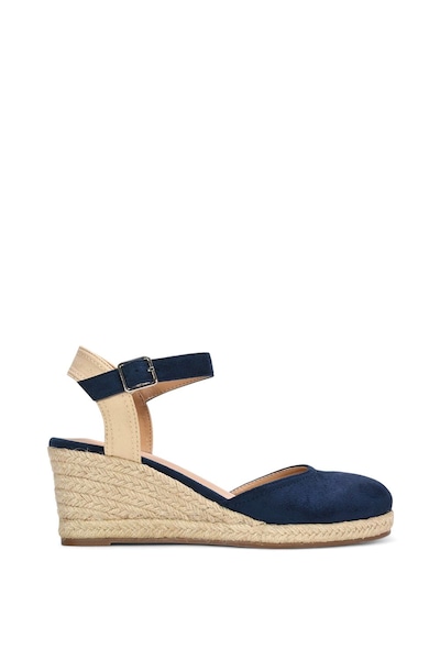 XY London 'Joey' Closed Toe Ankle Strap Espadrille Wedge Platform Shoes