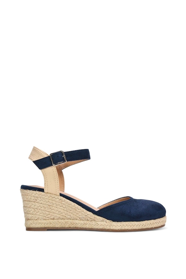 XY London 'Joey' Closed Toe Ankle Strap Espadrille Wedge Platform Shoes