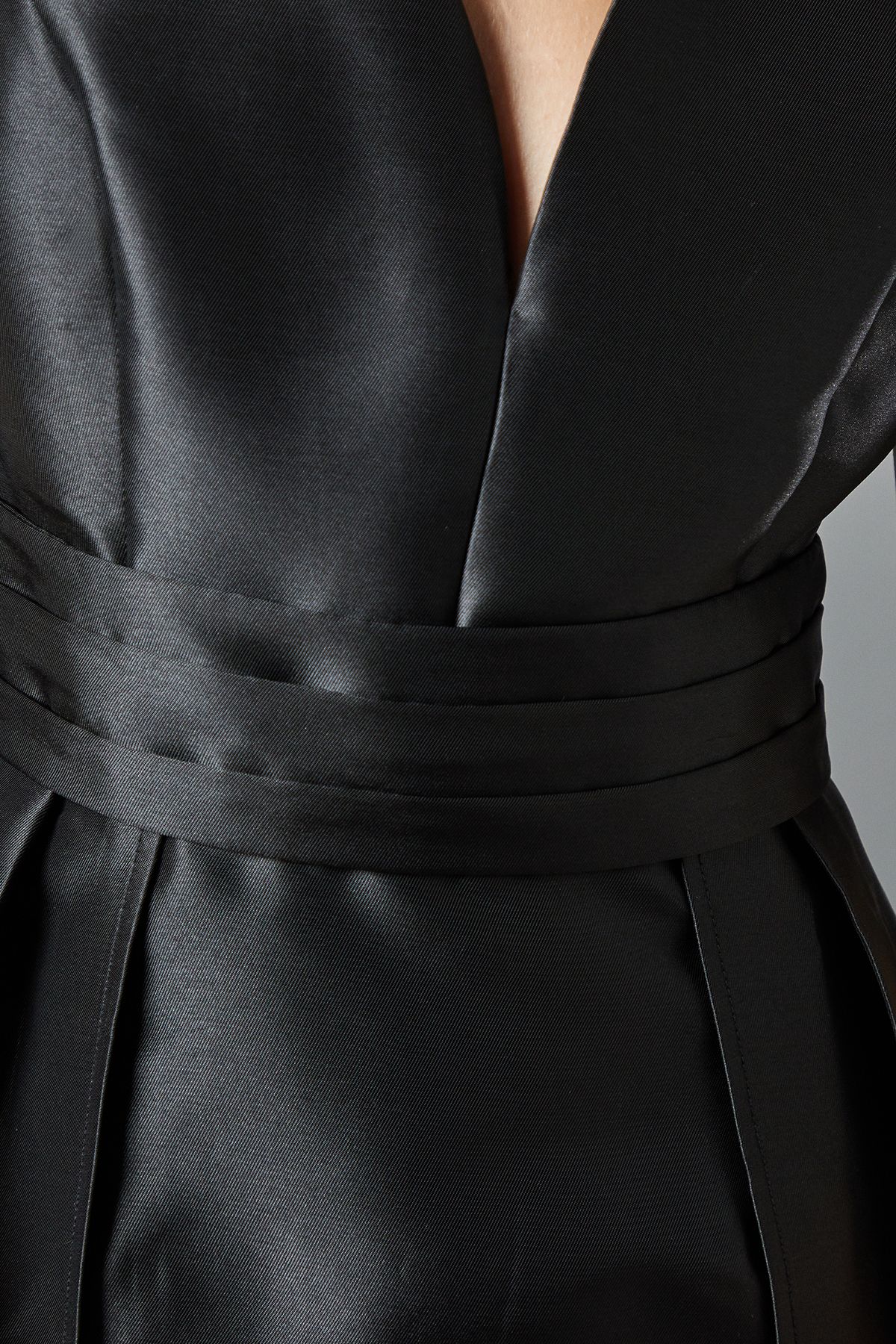 Coast Plunge Neck Twill Maxi Dress With Over Skirt Black image 5