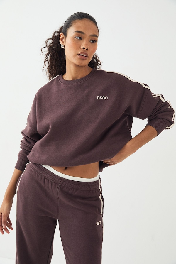 DSGN Studio DSGN Studio Side Stripe Oversized Sweatshirt Chocolate