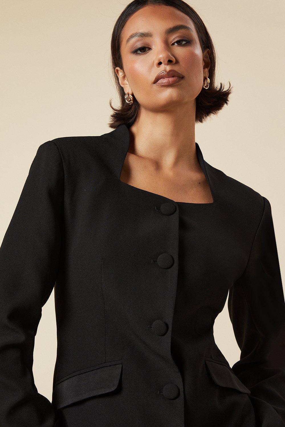 Dorothy Perkins Tall Satin Sweetheart Neckline Jacket Black image 4