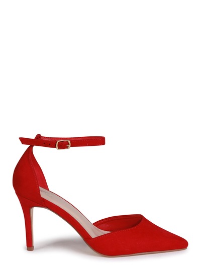 Linzi Maci Red Faux Suede Stiletto Court Heel