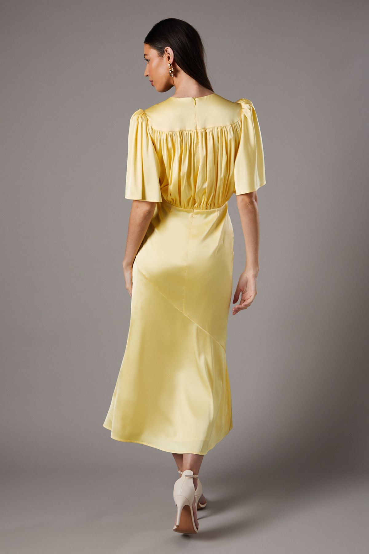 Coast Gathered Bust Tie Front Slip Dress Yellow image 3