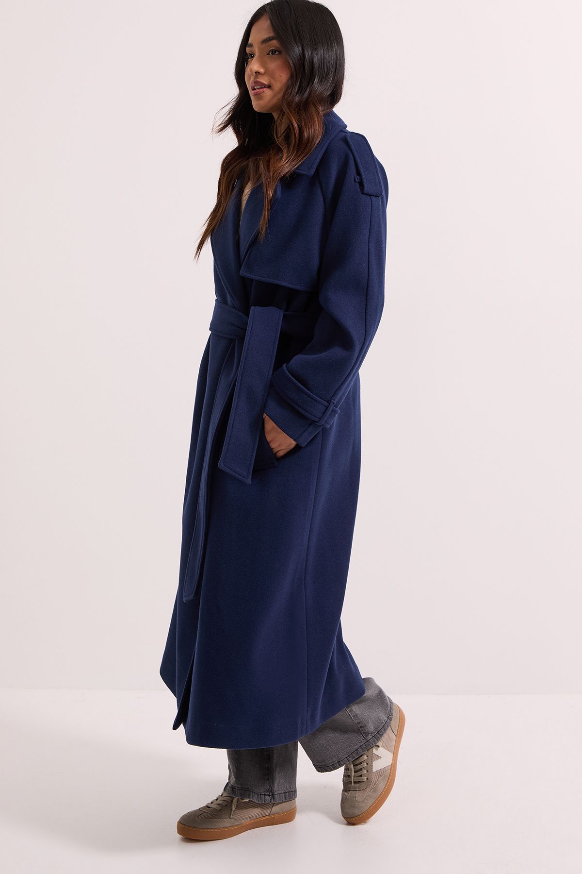 Dorothy Perkins Petite Belted Trench Navy image 3