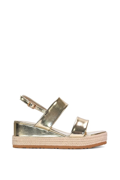 XY London 'Ally' Low Heel Platform Wedge Espadrill Slingback Sandals