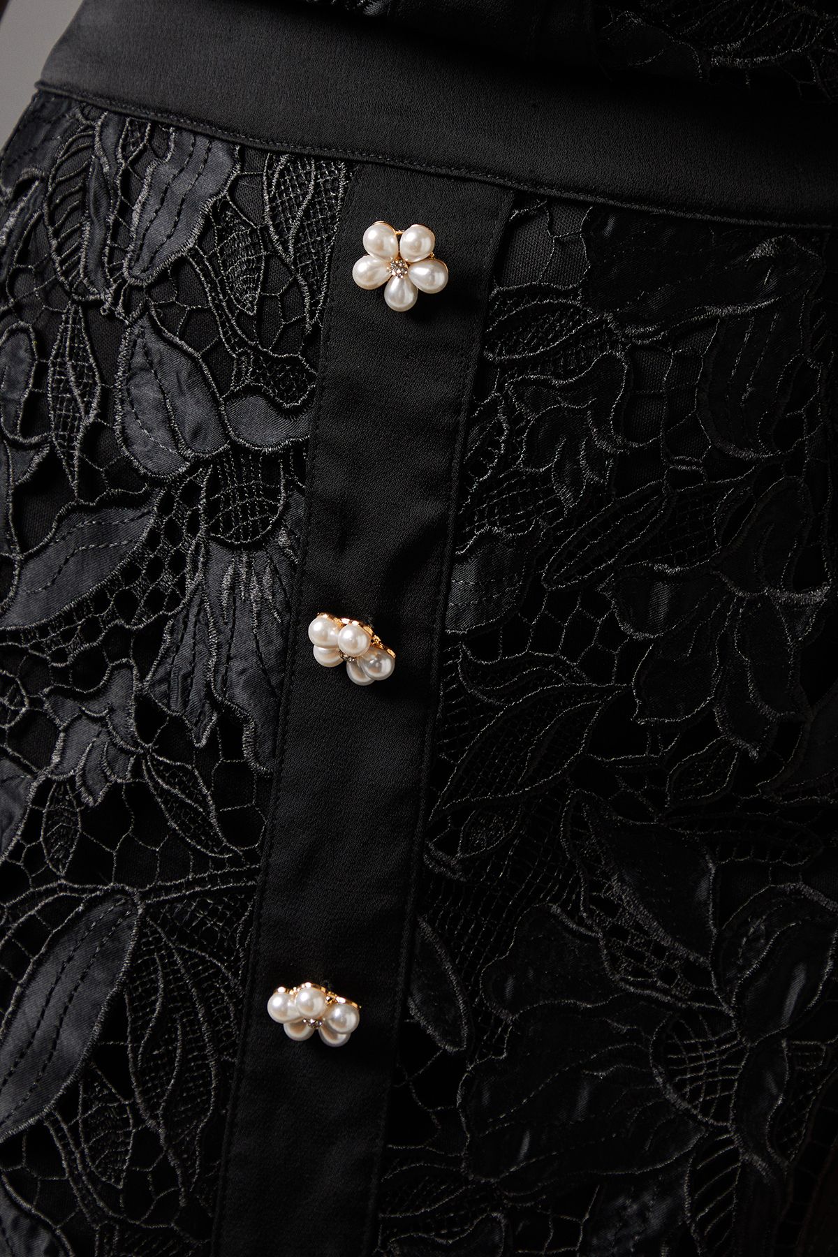 Coast Lace Pearl Button Pencil Skirt Black image 5