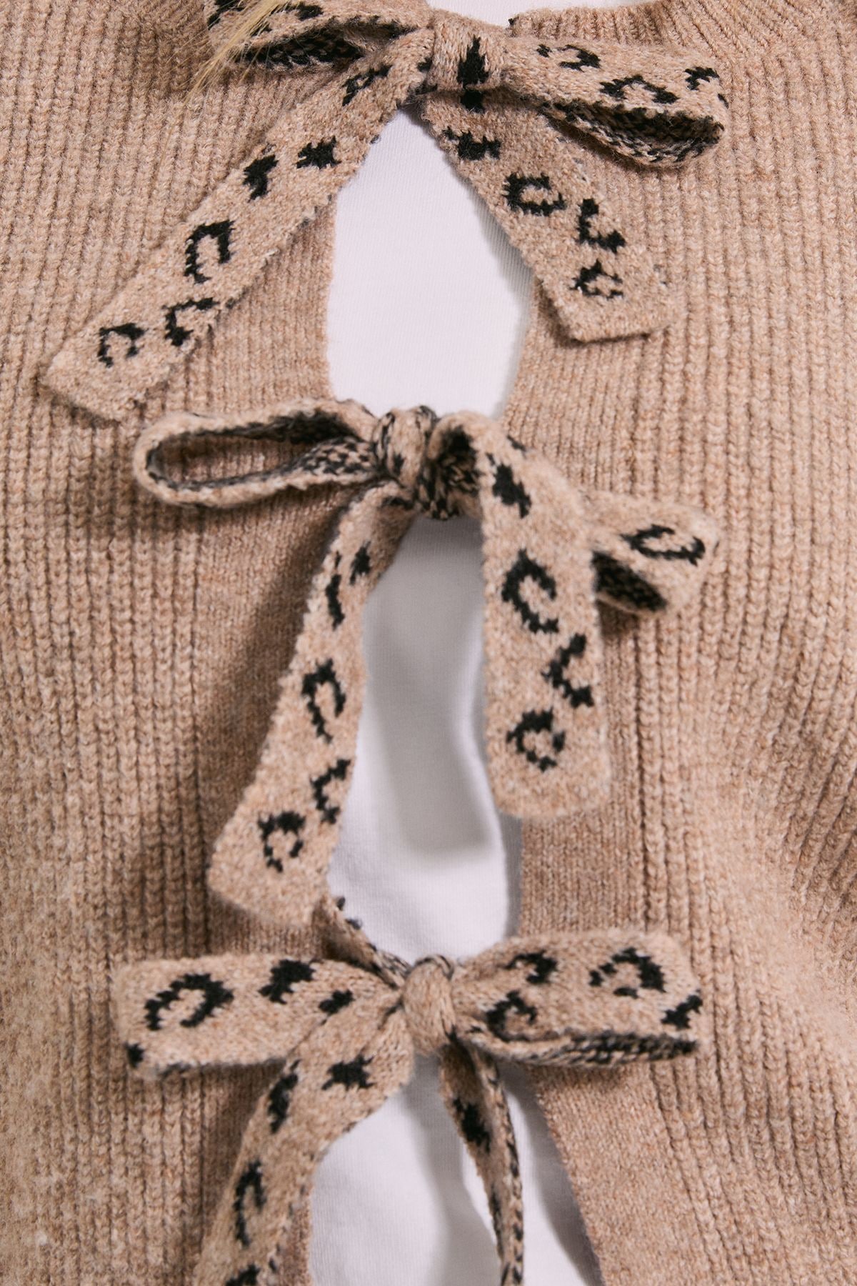 Dorothy Perkins Neutral Leopard Bow Detail Cardigan Neutral image 5