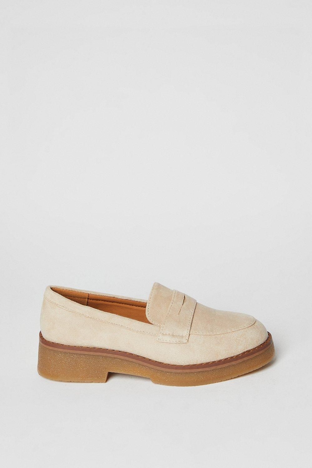 Oasis Buttercup Faux Suede Chunky Penny Loafers Beige image 2
