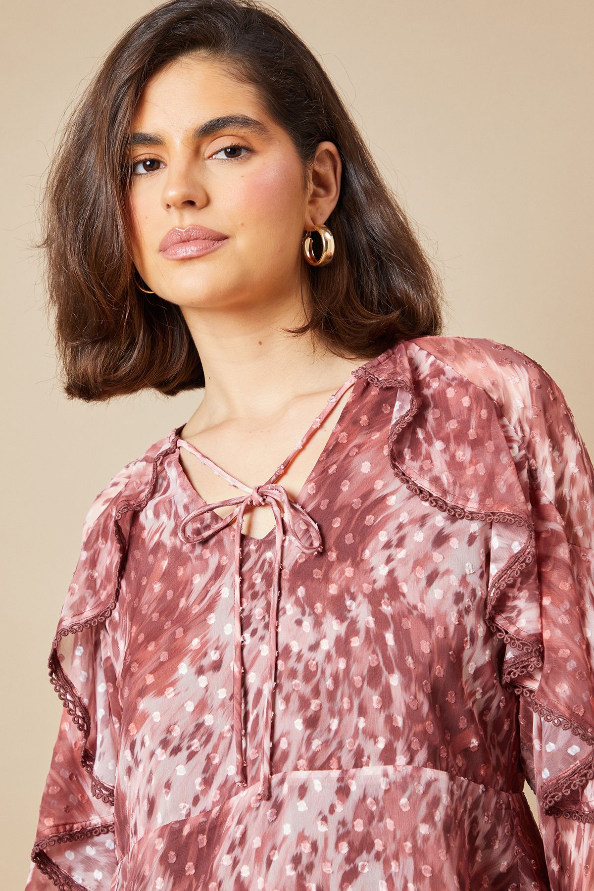 Oasis Boho Ruffle Peplum Blouse Multi image 4