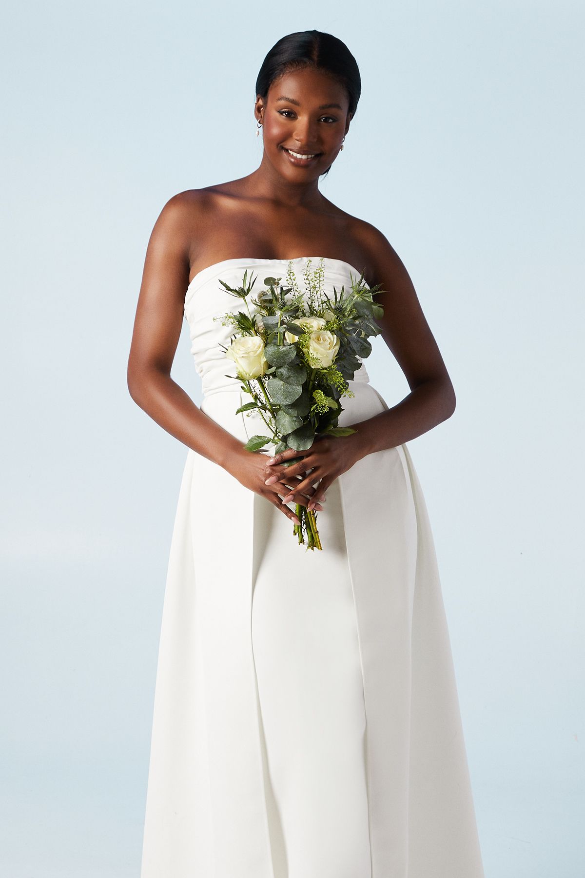 Coast Bandeau Structured Column Wedding Dress with Overskirt Ivory image 3