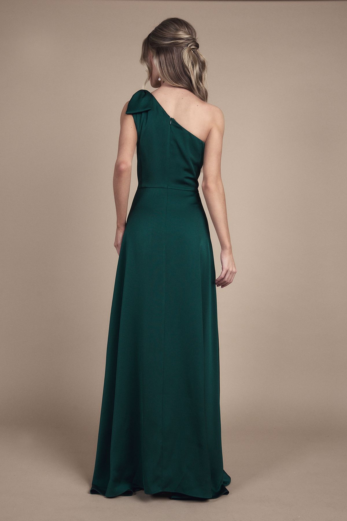 Coast Teen Coast One Shoulder Bow Bridesmaid Dress Emerald image 3