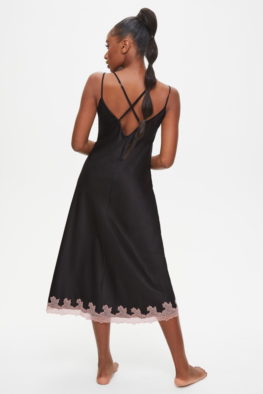 Ann Summers Sorella Satin Maxi Chemise Black image 2