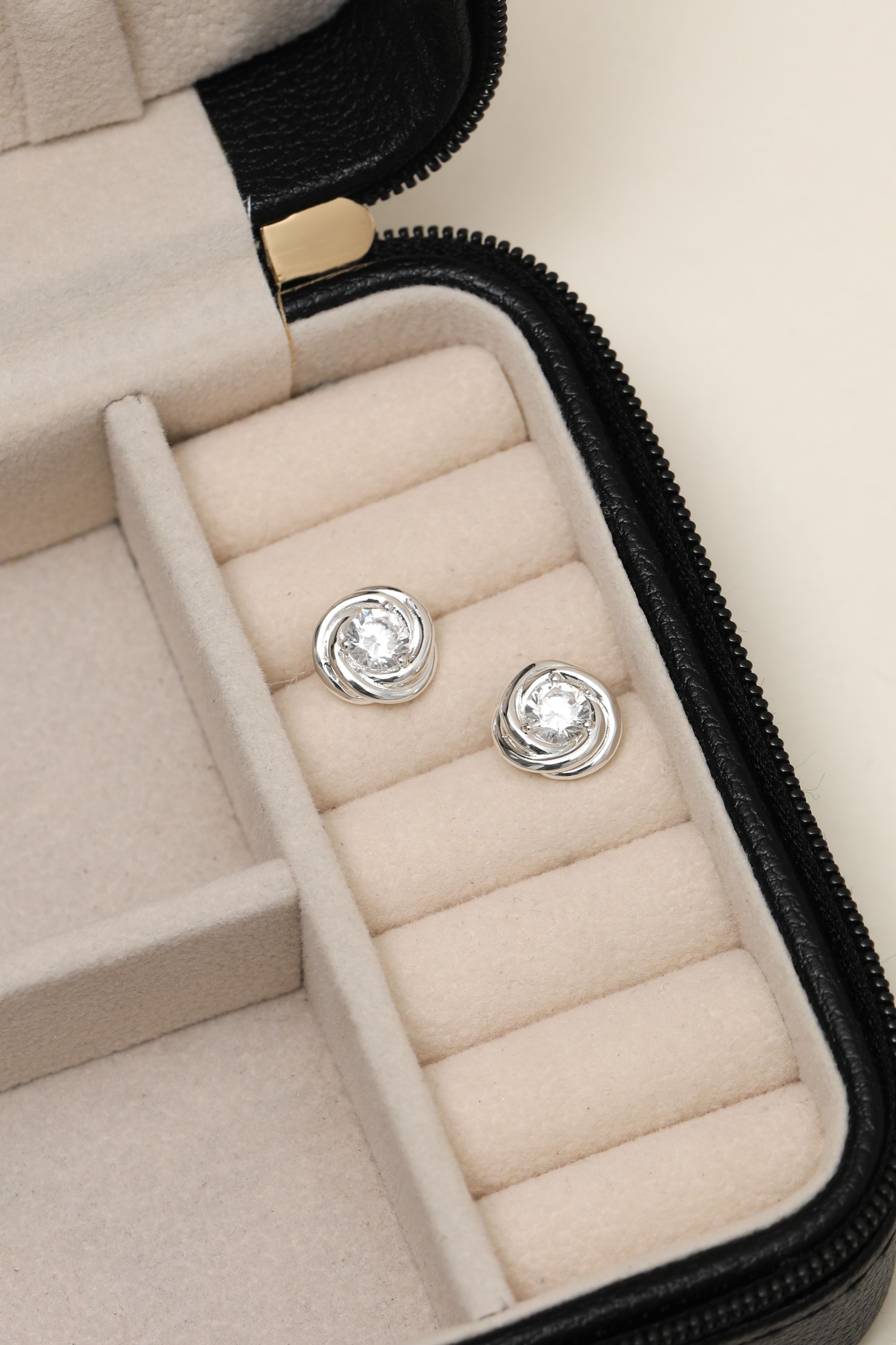 Jon Richard Silver Plated and Crystal Knot Earrings