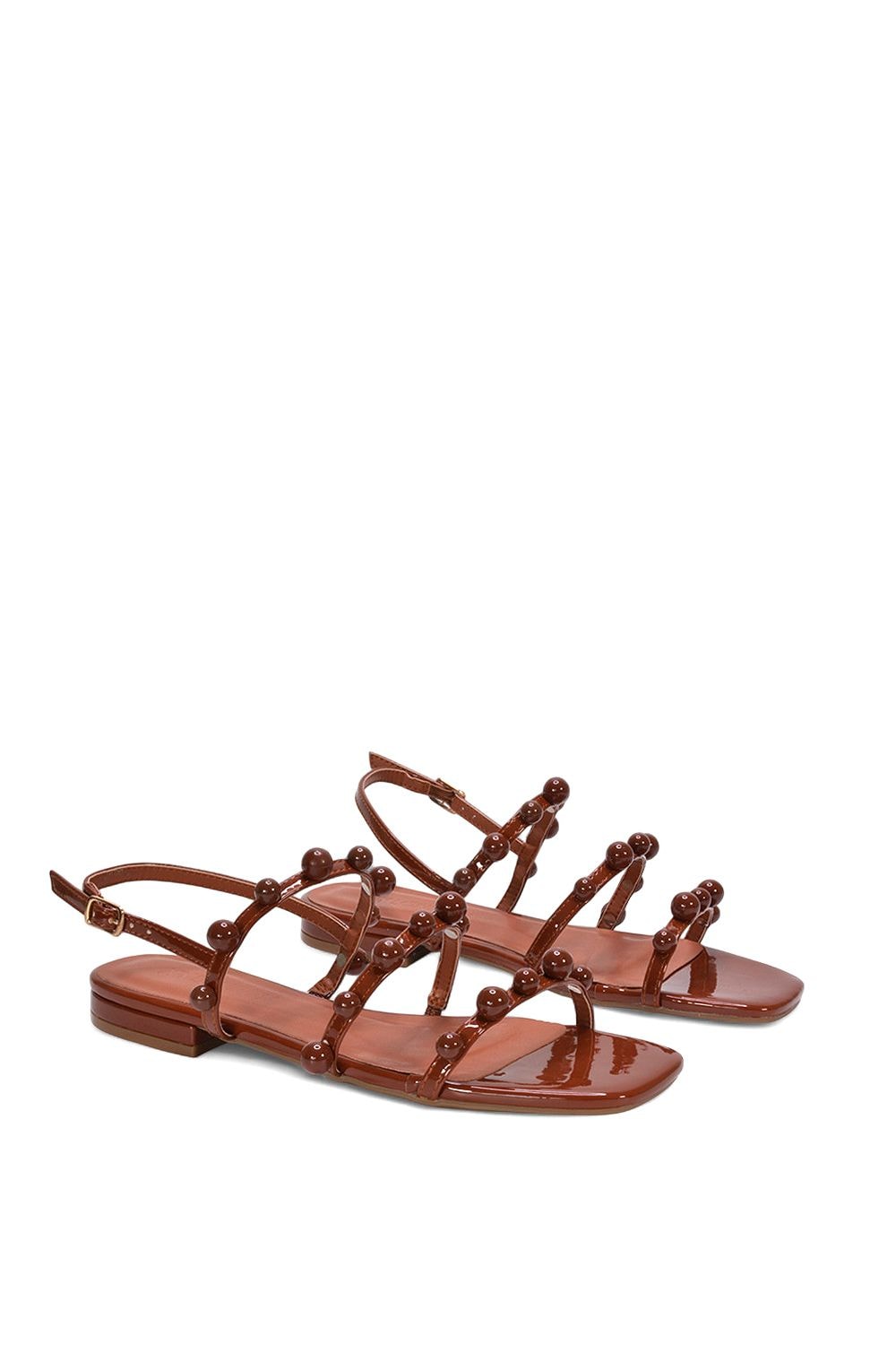 XY London 'Pamela' Flat Strappy Sandals with Beaded Detail image 3