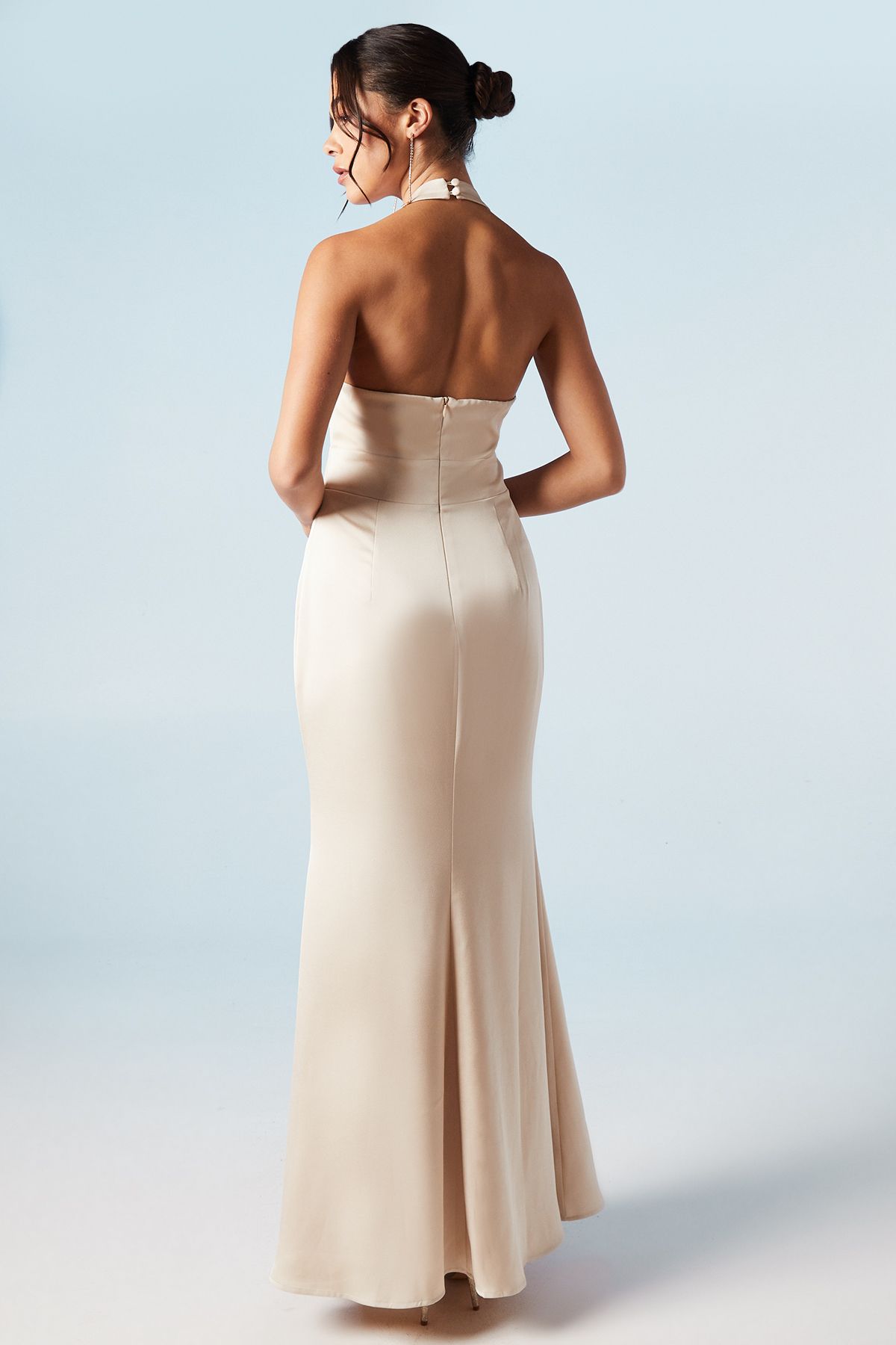 Coast Halterneck Satin Bridesmaid Dress Champagne image 3