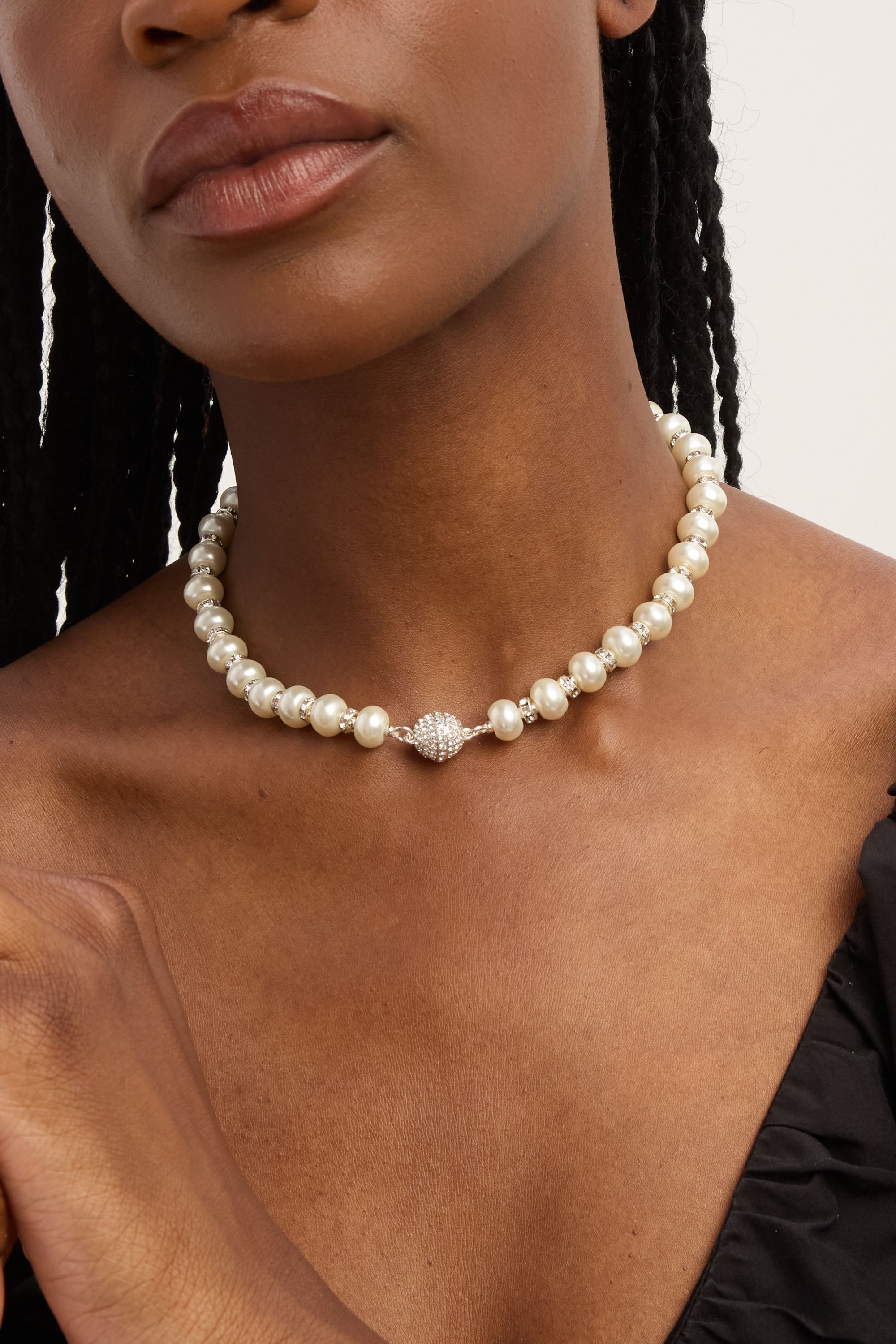 Jon Richard Silver Plated dand Pave Pearl Necklace image 2