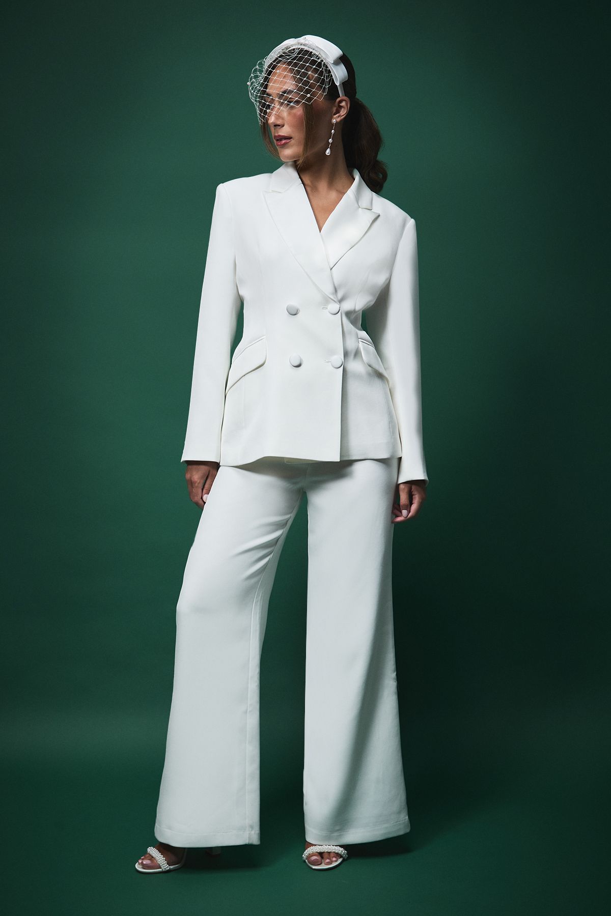 Coast Lisa Tan Bridal Double Breasted Blazer Ivory image 2