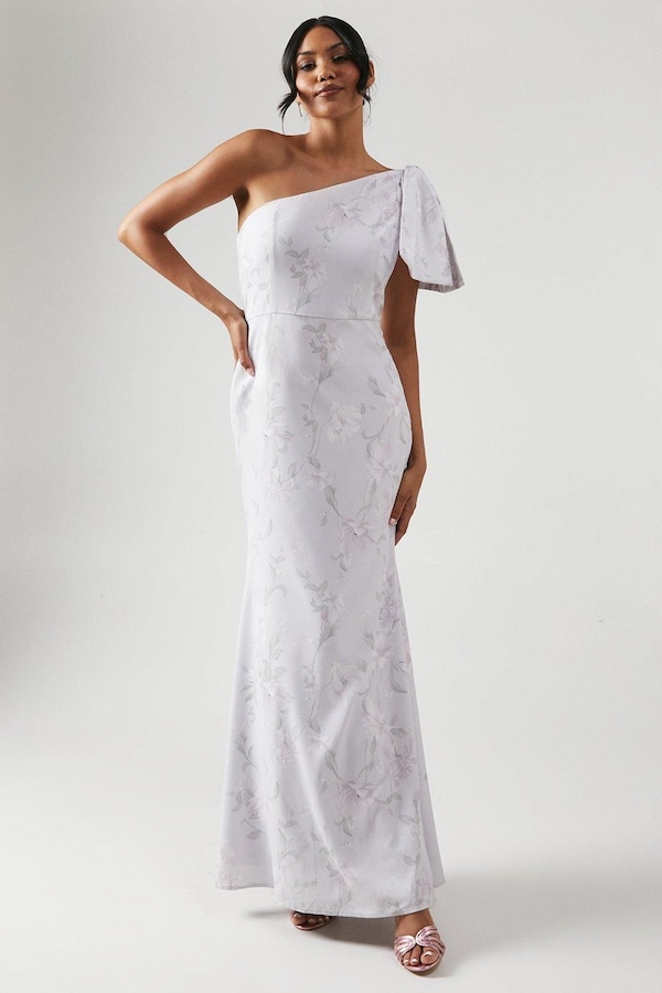 Coast Printed Bow One Shoulder Bridesmaid Dress Lilac Haze