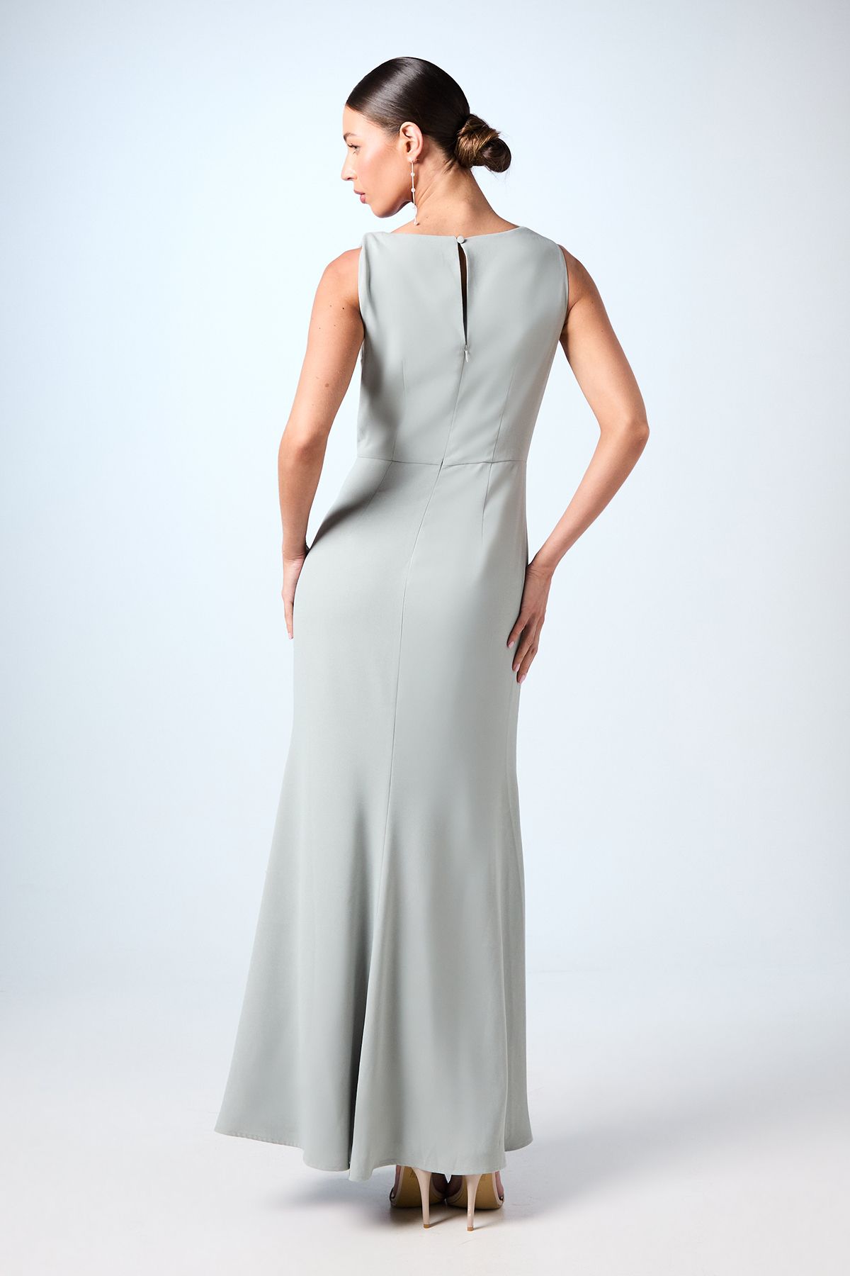 Coast Twist Detail Cowl Neck Satin Bridesmaid Dress Sage image 3