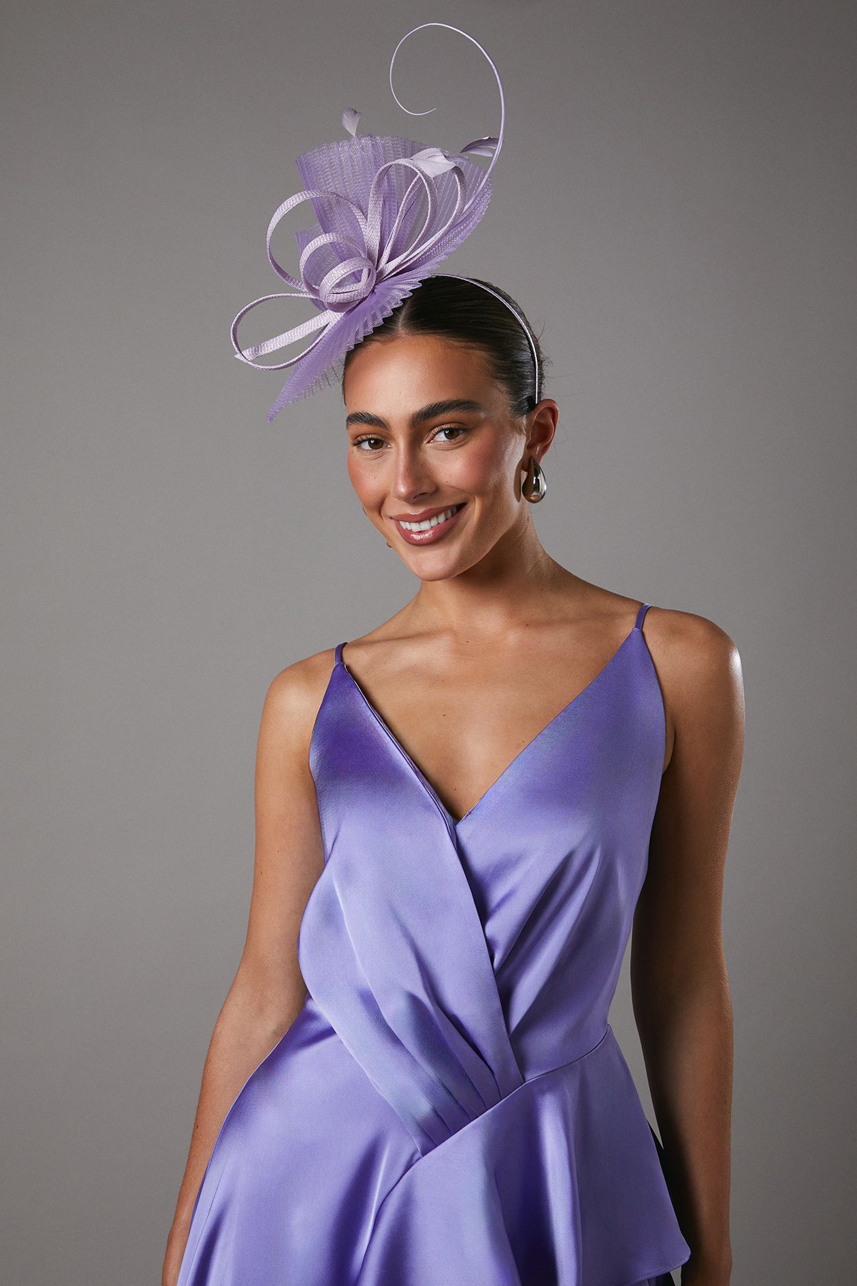 Coast Pleated Mesh And Loop Fascinator Lilac image 2