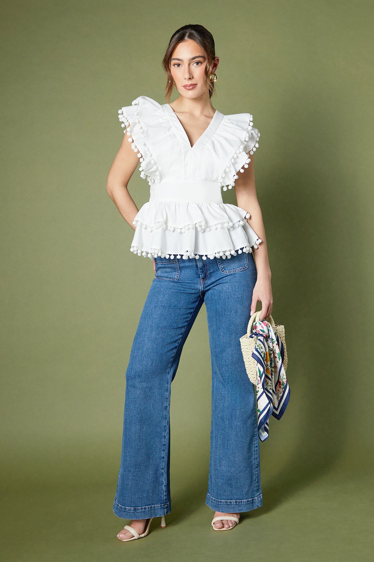 Coast Pom Pom Trim Top White image 2