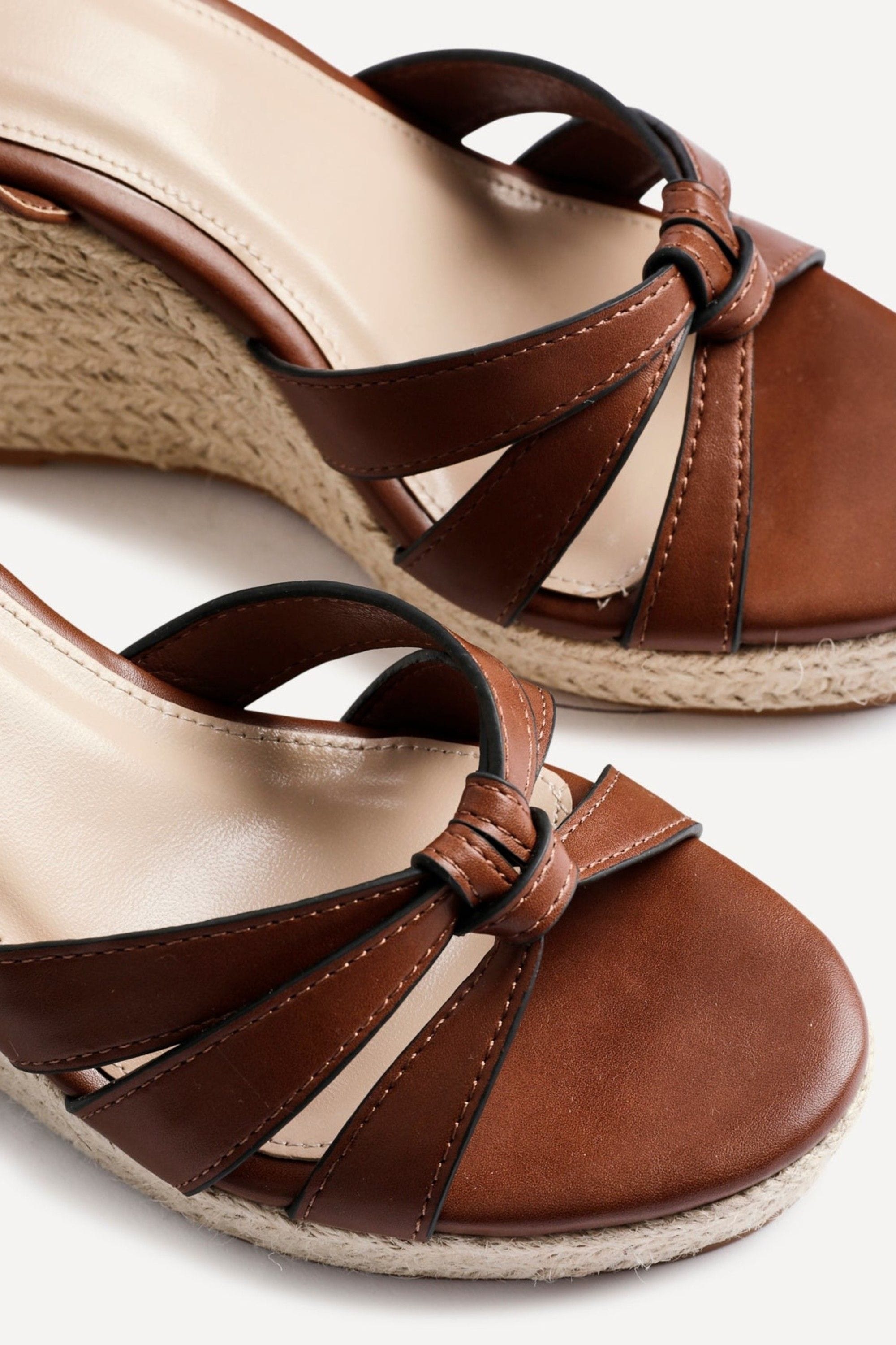 Linzi Goddess Brown Faux Leather Espadrille Wedges image 4