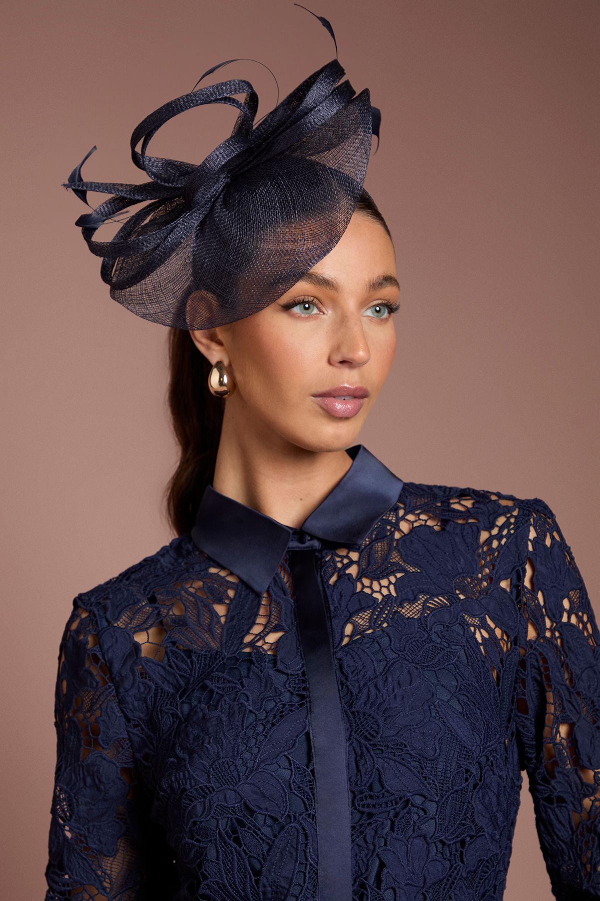 Coast Loop And Feather Detail Fascinator Navy