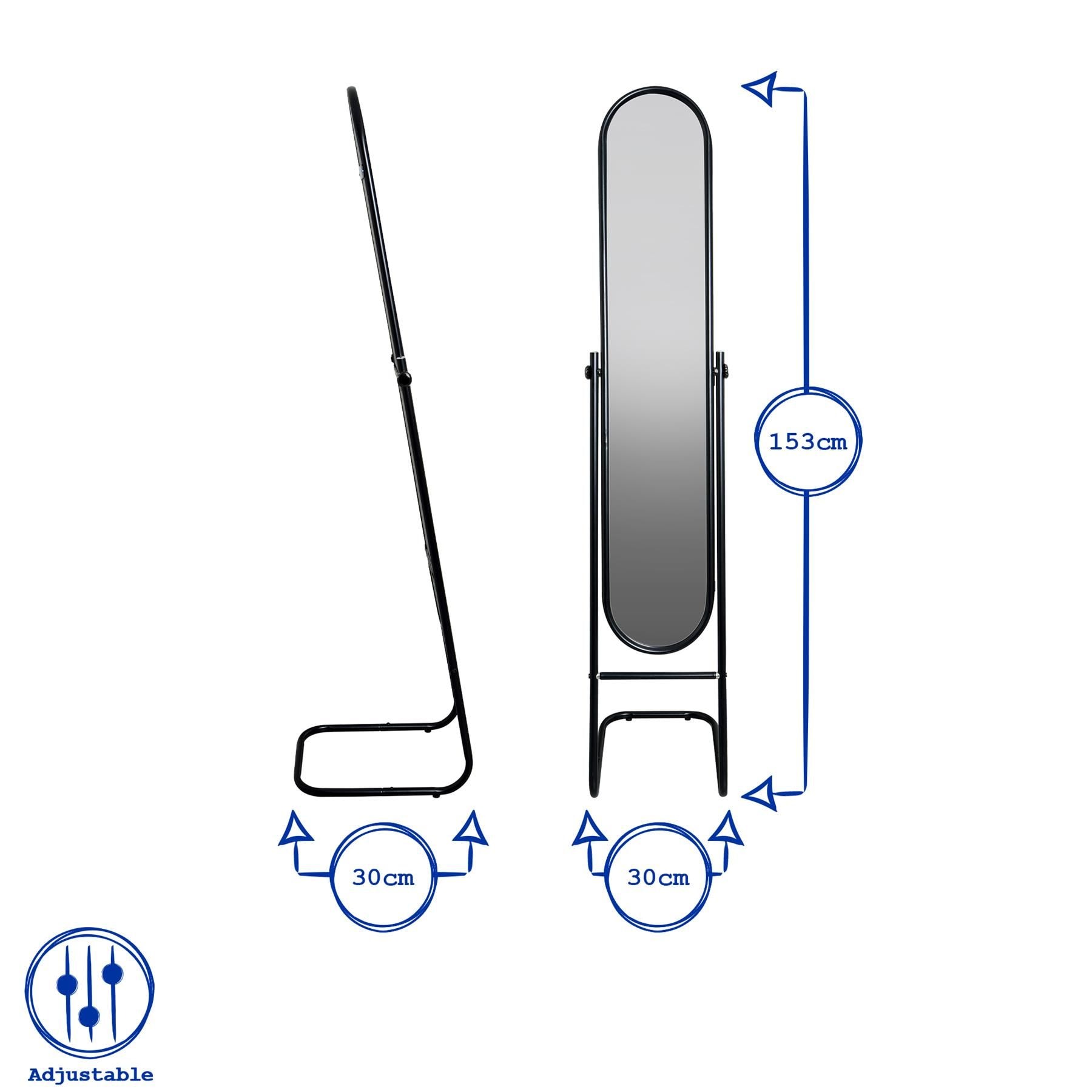 Harbour Housewares Round Full-Length Mirror 153x30cm White Metal Frame image 3