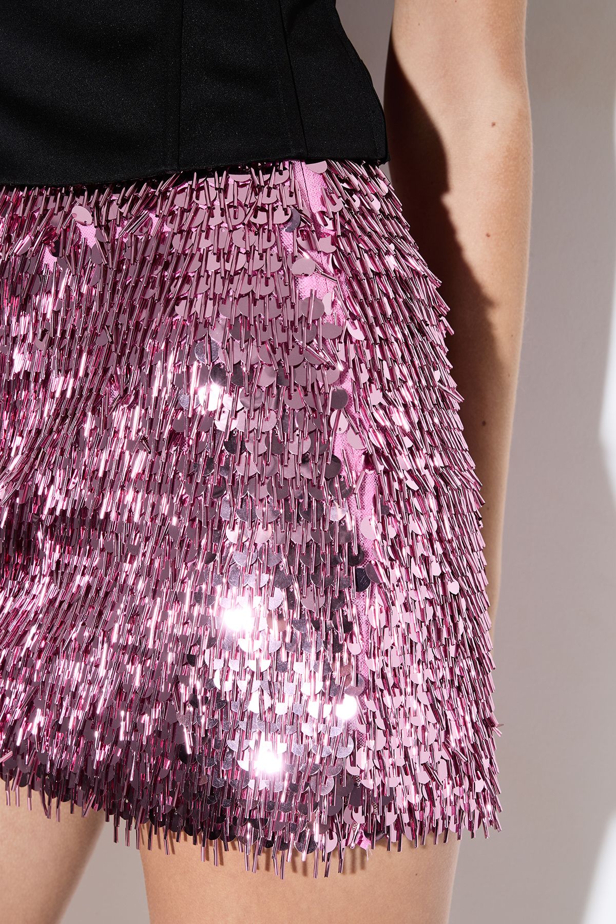 MissPap Premium Mixed Sequin Embellished Mini Skirt Pink image 4