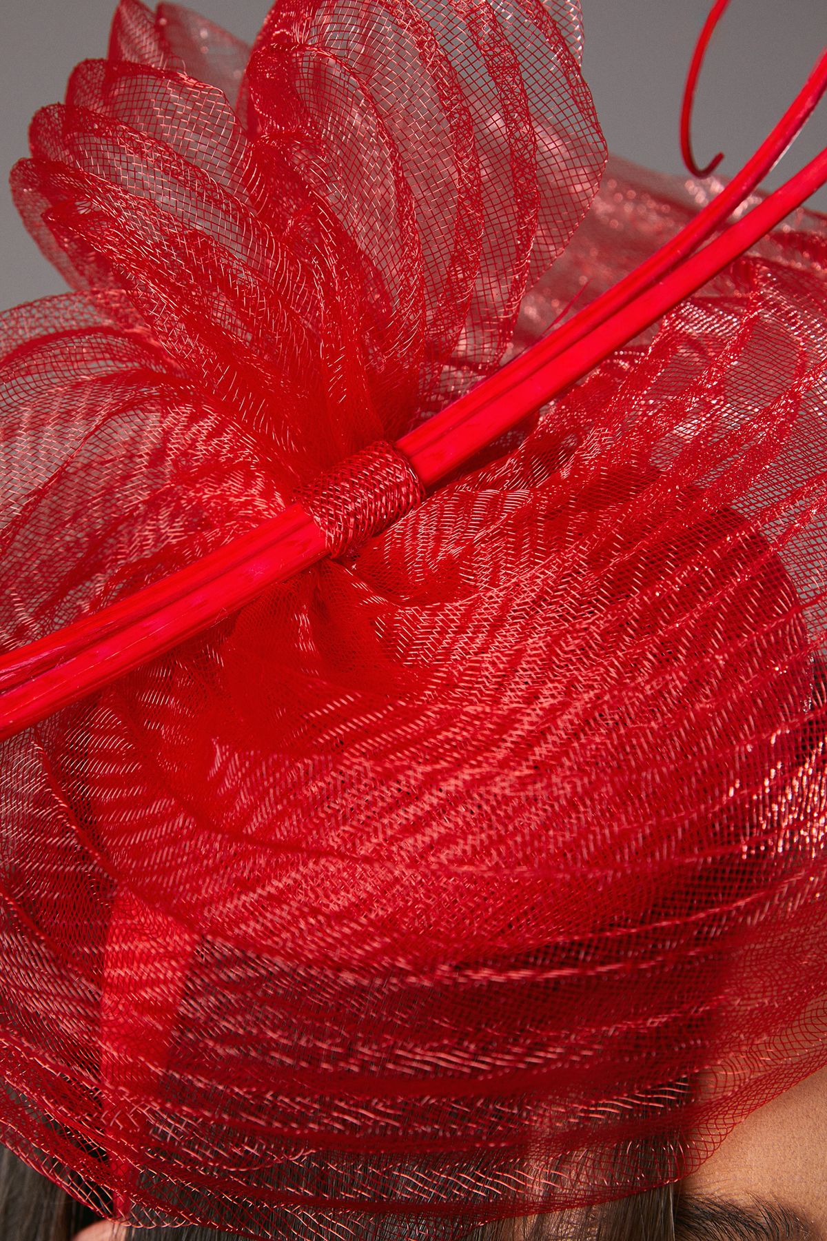 Coast Lisa Tan Quill And Mesh Fascinator Red image 3