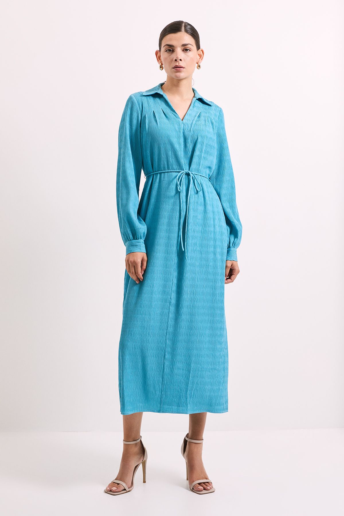 Principles Crinkle Column Shirt Mid Dress Blue image 1