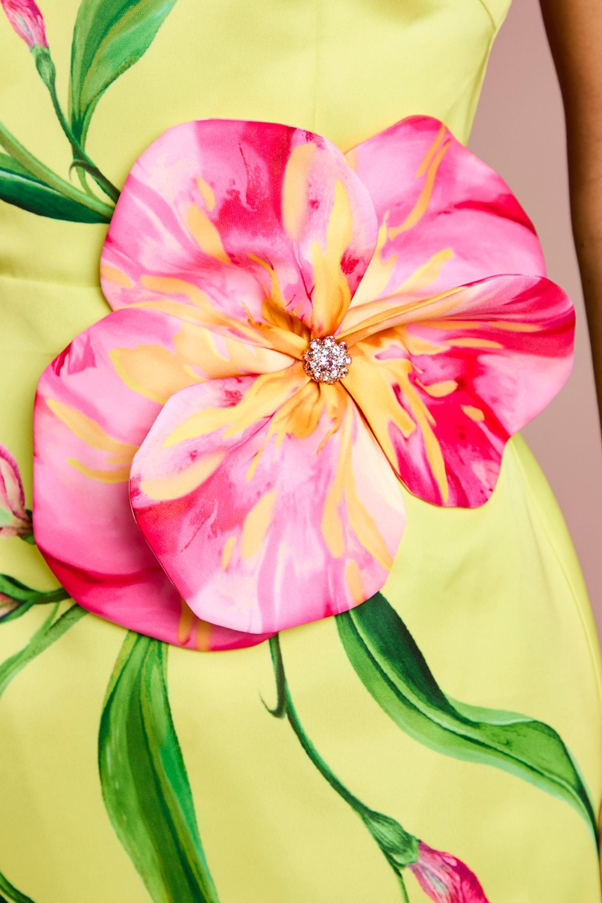 Coast 3D Floral Corsage Satin Mini Dress Yellow image 5