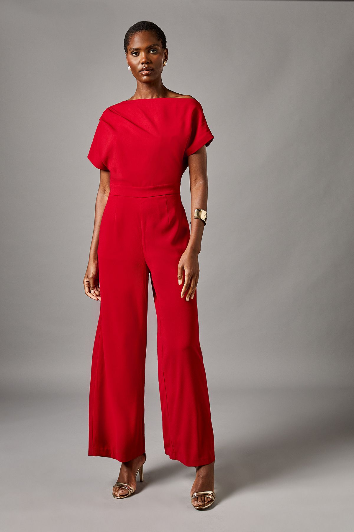 Coast Pleat Off The Shoulder Jumpsuit Red image 1