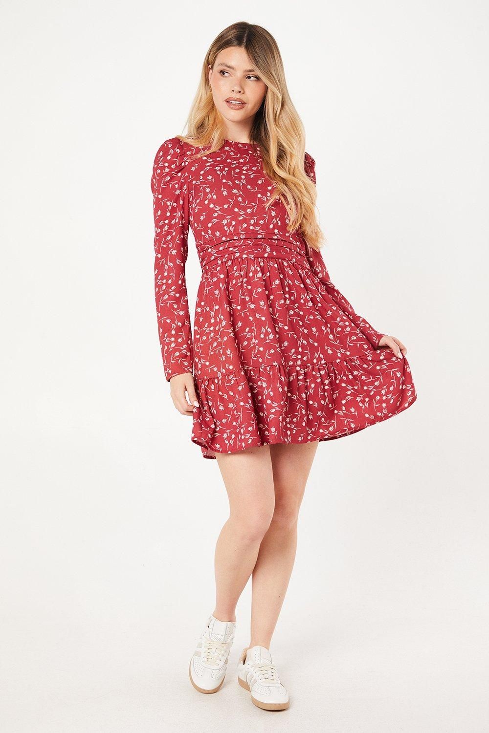 Dorothy Perkins Red Ditsy Ruffle Hem Mini Dress Red image 2