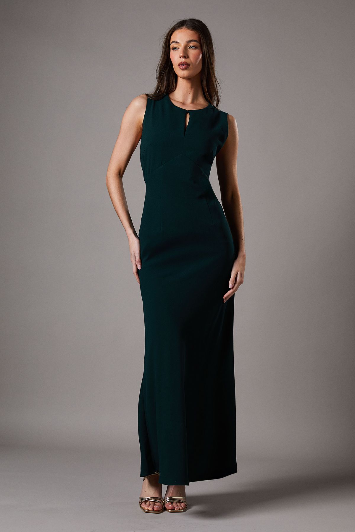 Coast Crepe Dress With Draped Panel Maxi Dress Emerald