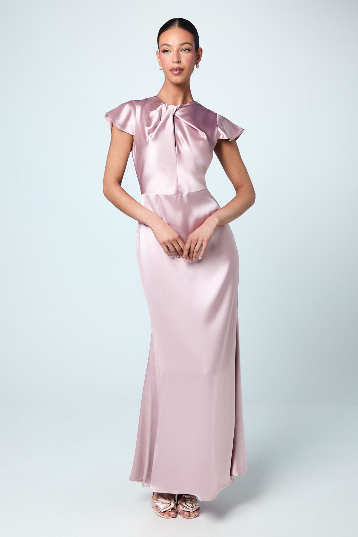 Coast Keyhole Detail Satin Bridesmaid Dress Blush image 1