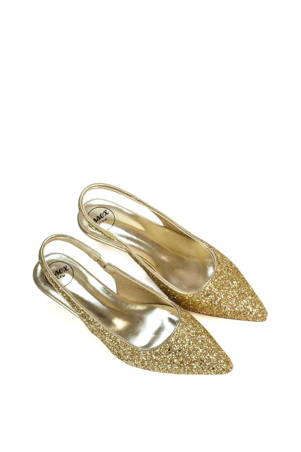XY London 'Gerri' Pointed Toe Glitter Slingback Kitten Heel Court Shoes image 3