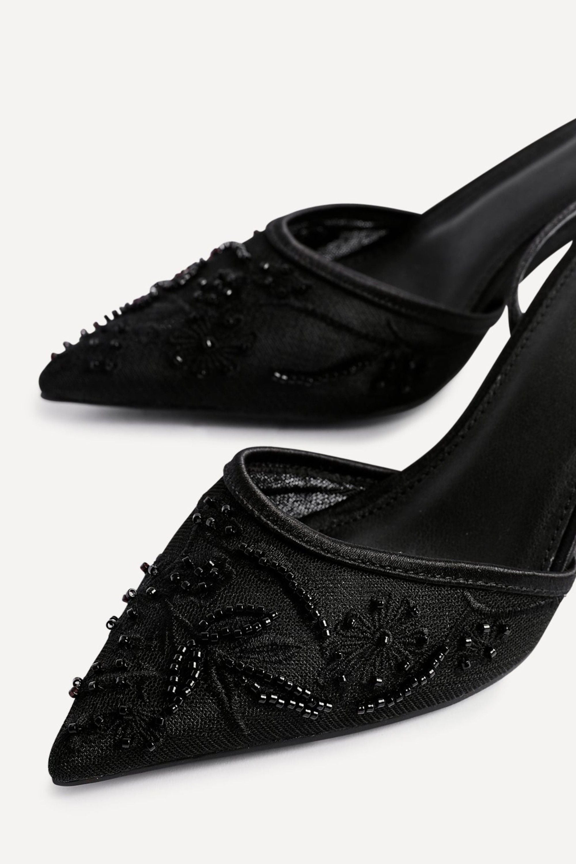 Linzi Serenade Black Beaded Mesh Court Heels image 5
