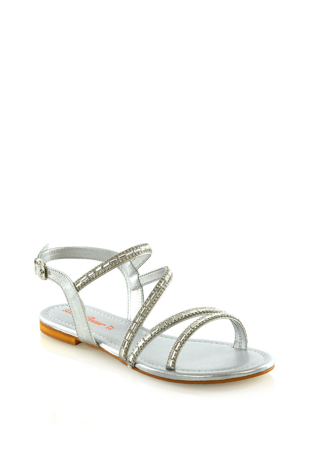 XY London 'Mercedes' Strappy Mirror Diamante Flat Sandals image 5