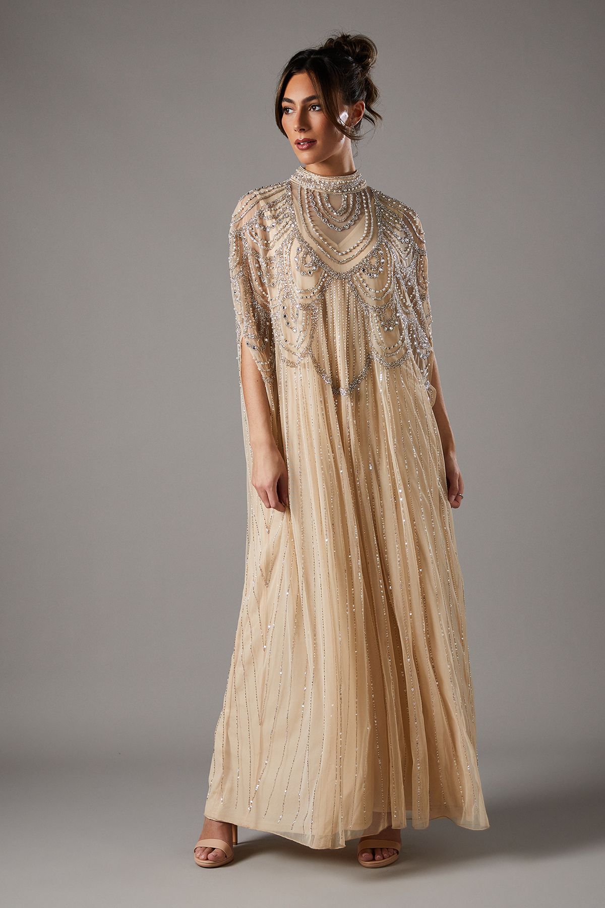 Coast Heavily Embellished Maxi Dress Neutral