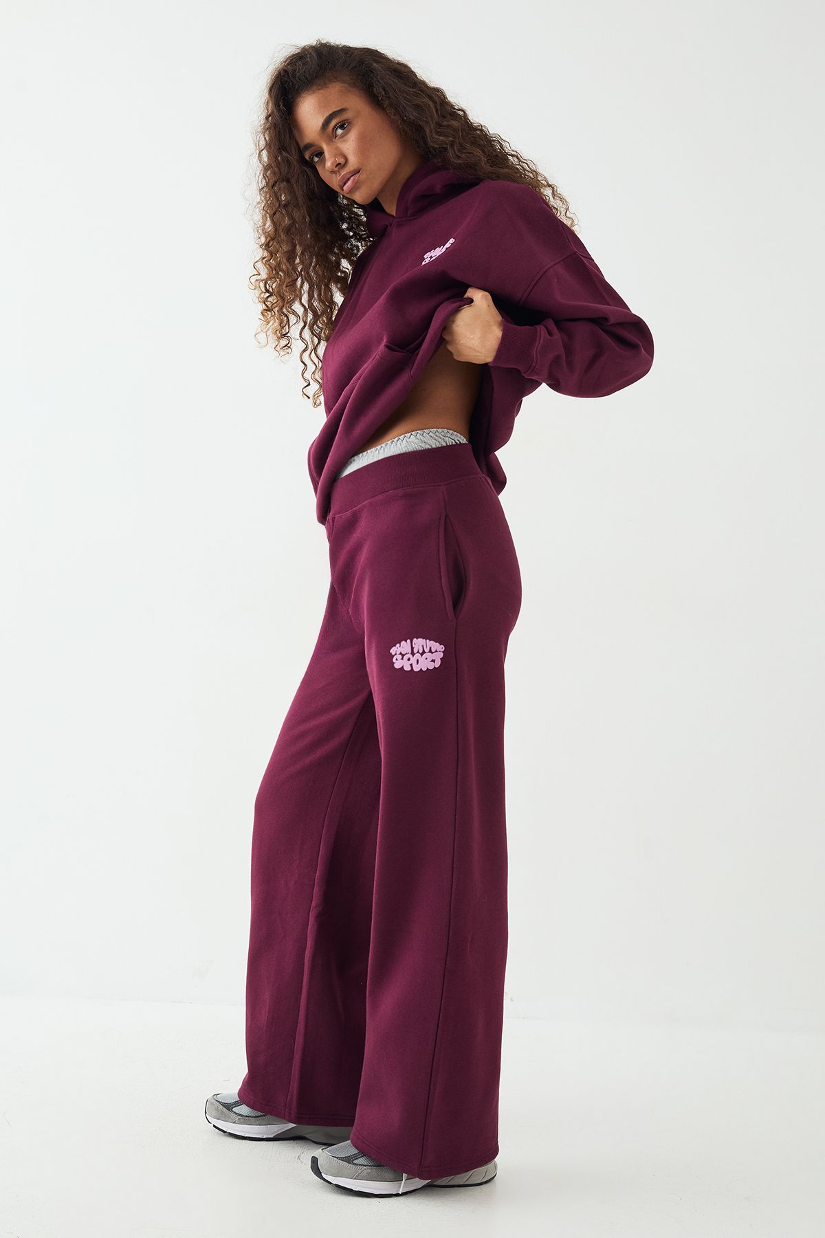 DSGN Studio DSGN Studio Sport Bubble Straight Leg Jogger Plum image 3